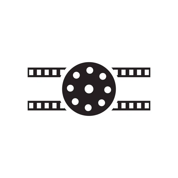 Conception Logo Vectoriel Industrie Production Film Film Avec Icône Bobine — Image vectorielle