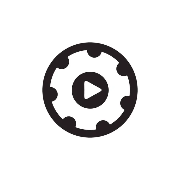 Projekt Logo Wektora Przemysłu Filmowego Lub Filmowego Czarną Ikoną Bębna — Wektor stockowy