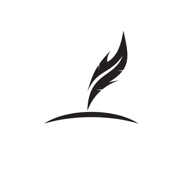 Agence Écrivain Maison Édition Design Logo Vectoriel Avec Plume Noire — Image vectorielle
