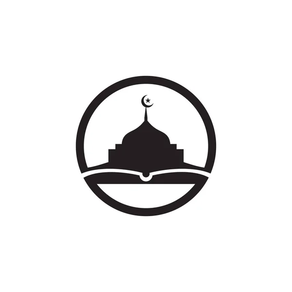 Logo Vektor Sekolah Pendidikan Islam Dengan Masjid Dan Desain Buku - Stok Vektor
