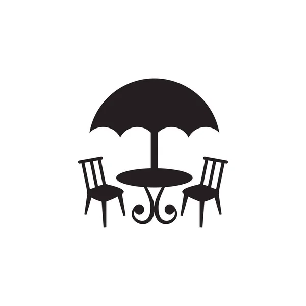 Outdoor Restaurant Chair Umbrella Tent Vector Logo Design — Stock Vector