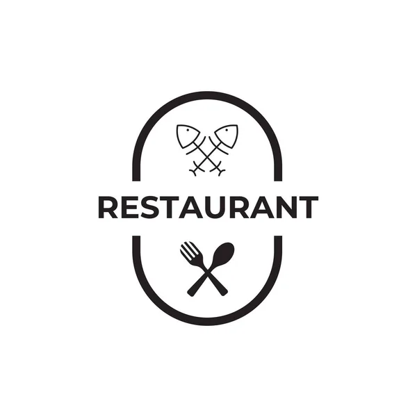 Balık Yemi Restoranı Logosu Balık Kemiği Vektör Tasarımı — Stok Vektör