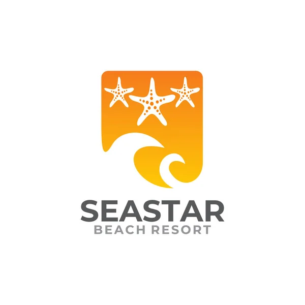 Mar Estrela Praia Resort Vetor Logotipo Design — Vetor de Stock