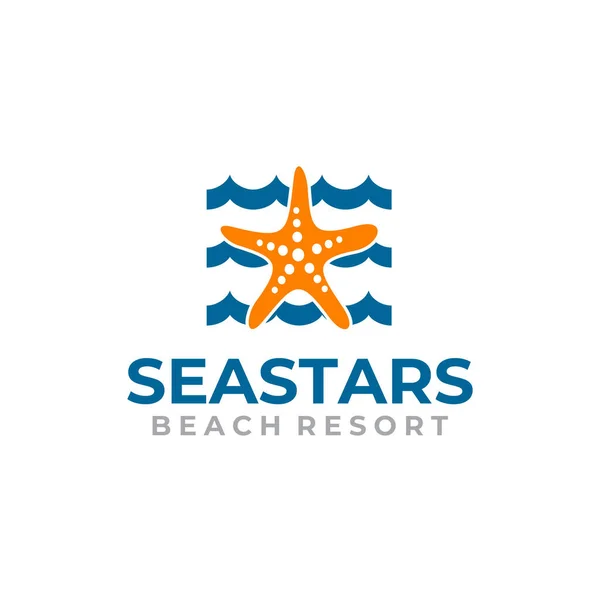 Mar Estrela Praia Resort Vetor Logotipo Design — Vetor de Stock