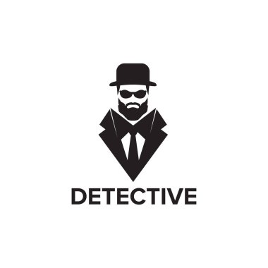 Siyah takım elbiseli dedektif vektör logosu tasarımı