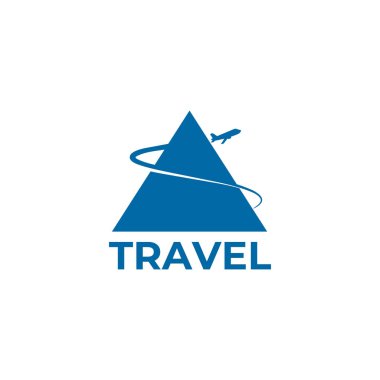 Uçak seyahat acentesinin logosu olarak dağın etrafında uçuyor.