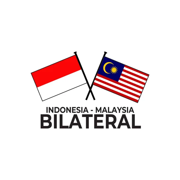 Indonesien Malaysia Bilateral Relation Land Flagga Ikon Logotyp Design Vektor — Stock vektor