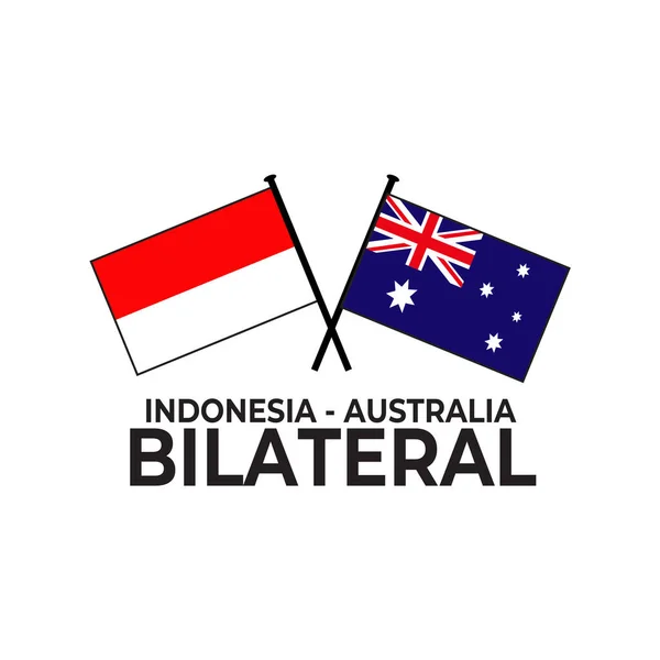Indonesia Australia Bilateral Relación País Bandera Icono Logo Diseño Vector — Vector de stock
