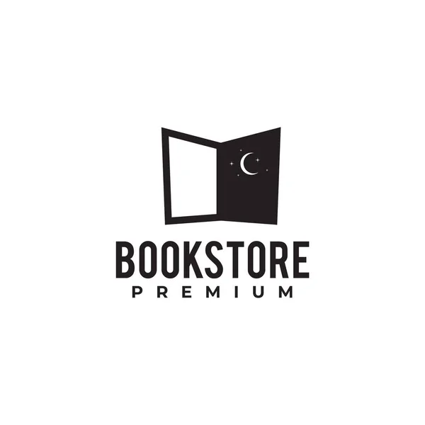 Logo Librería Biblioteca Con Uso Icono Libro Abierto Como Puerta — Vector de stock