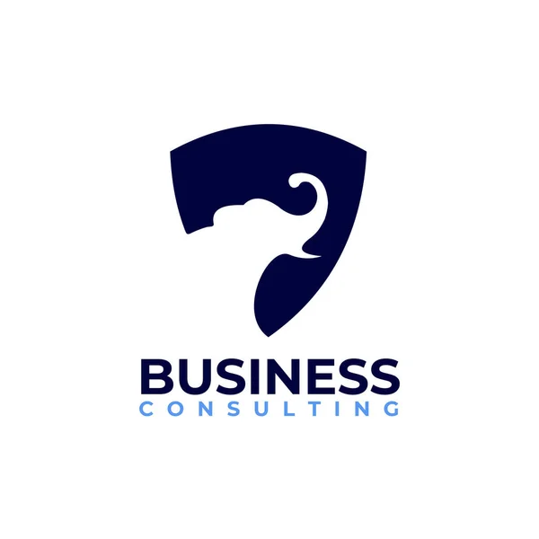 Логотип Бизнес Консалтинга Вектором Щита Дизайном Слона — стоковый вектор