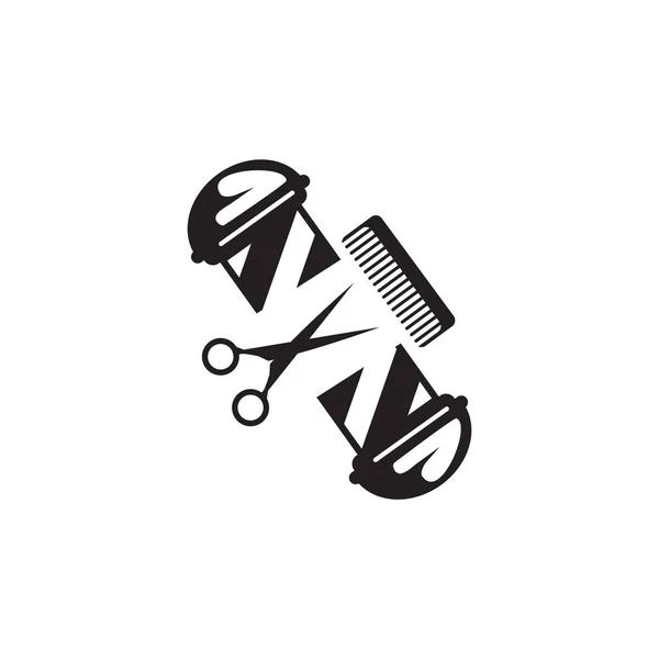Barber Shop Pole Light Scisscor Comb Vector Logo Design — Stock Vector