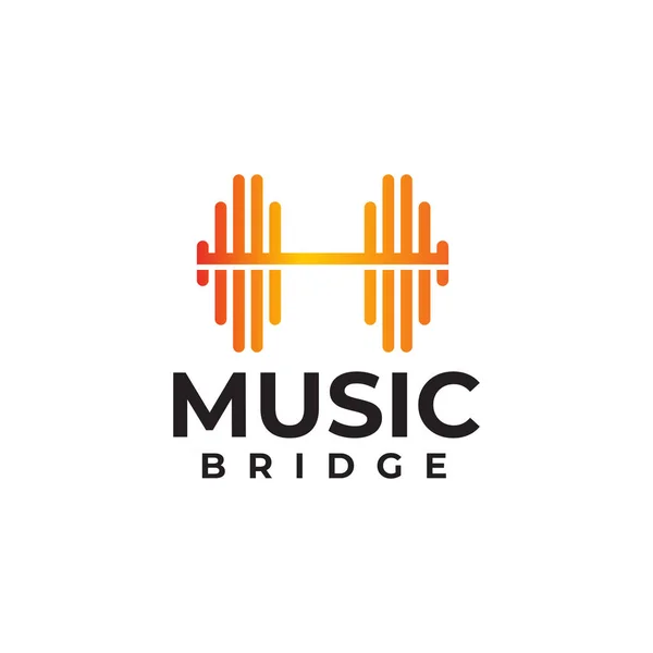 Pont Musique Avec Icône Onde Musique Design Logo Vectoriel — Image vectorielle