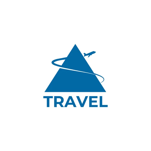 Αεροπλάνο Πετούν Γύρω Από Βουνό Ταξιδιωτικό Γραφείο Σχεδιασμού Λογότυπων — Διανυσματικό Αρχείο