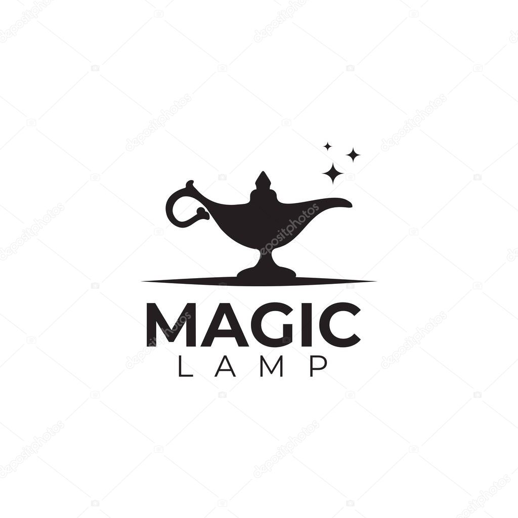 Black Traditional magic lamp vector logo design