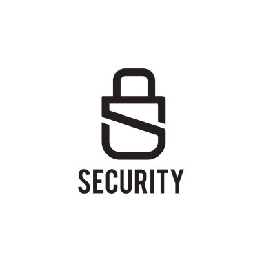Güvenlik vektör logosu tasarımı için S sembol ve asma kilit
