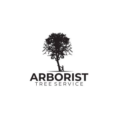 Ağaççı ağaç kesicisi vektör logosu tasarımı