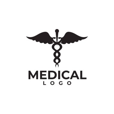 Tıbbi caduceus sembolü vektör logosu tasarımı