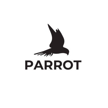 Uçan siyah papağan vektör logosu tasarımı