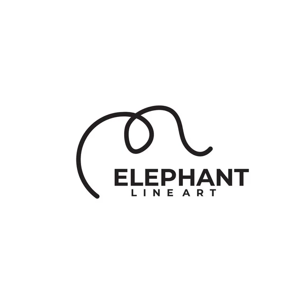 Outline Lineart Elephant Vector Logo Design — Stock Vector