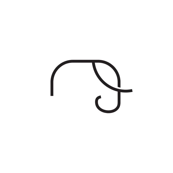 Outline Lineart Elephant Vector Logo Design — Stock Vector