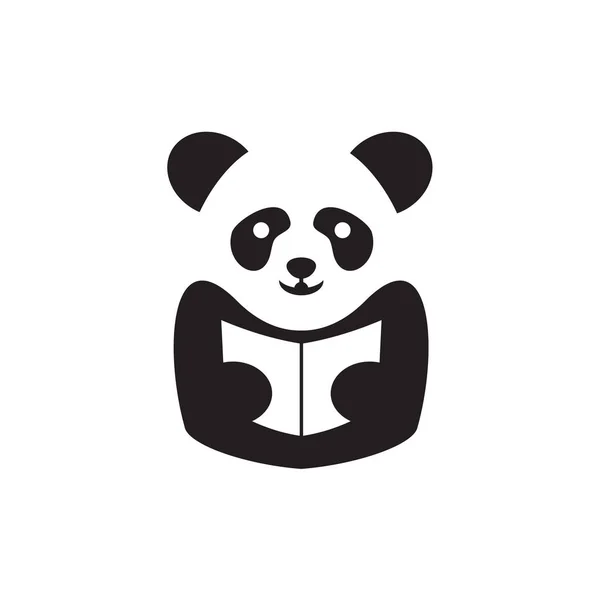 Panda Read Book Vector Logo Design Education — Stockvektor