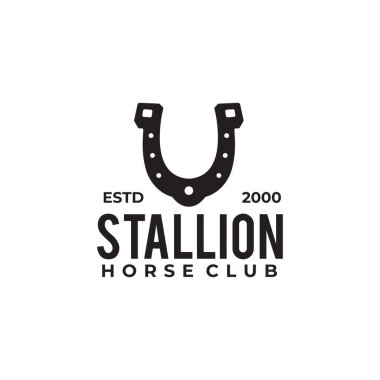 Horse stallion club horseshoe vector symbol logo design