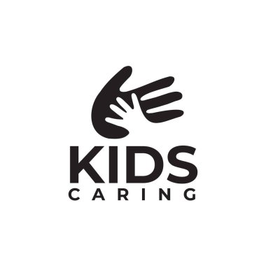 Kids caring hand palm vector logo design