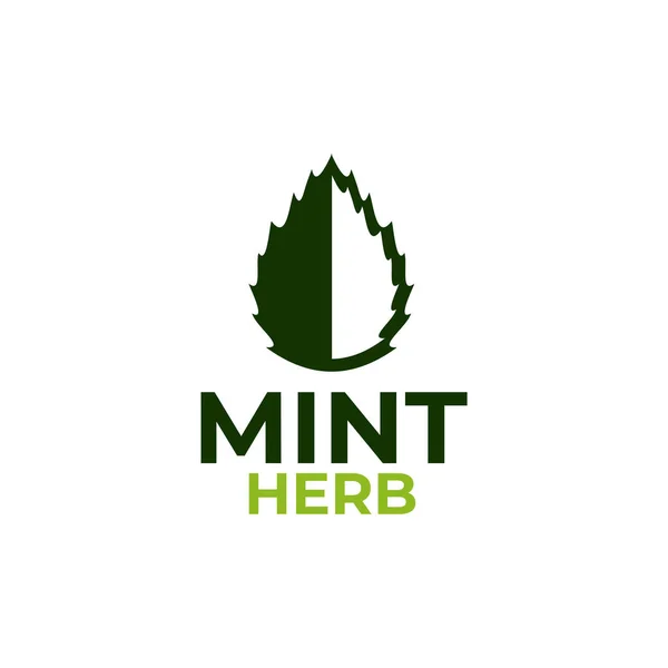 Mint Herb Leaf Vector Logo Design — Image vectorielle