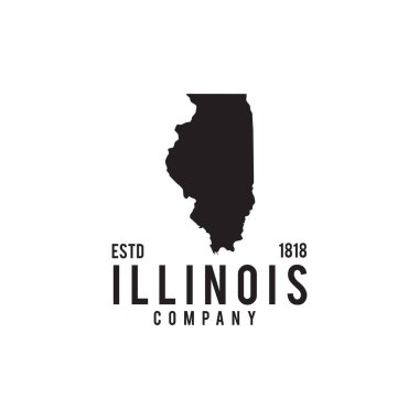 Illinois eyaleti harita ana hatları vektör logosu tasarımı