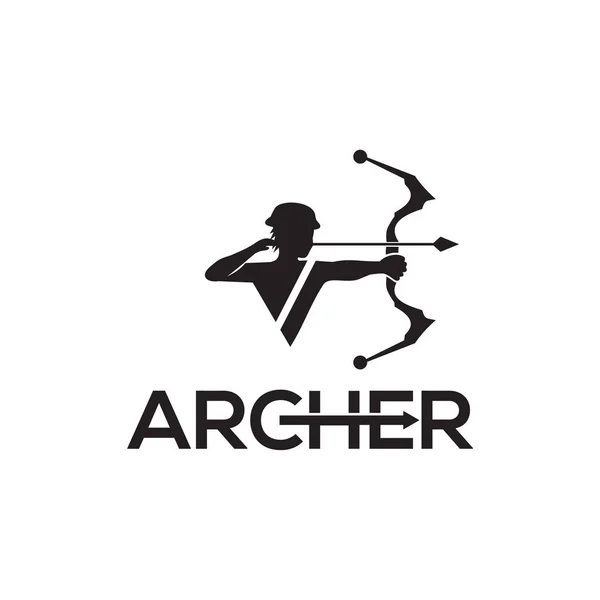 Bogenschütze Mann Vektor Logo Design Ikone — Stockvektor