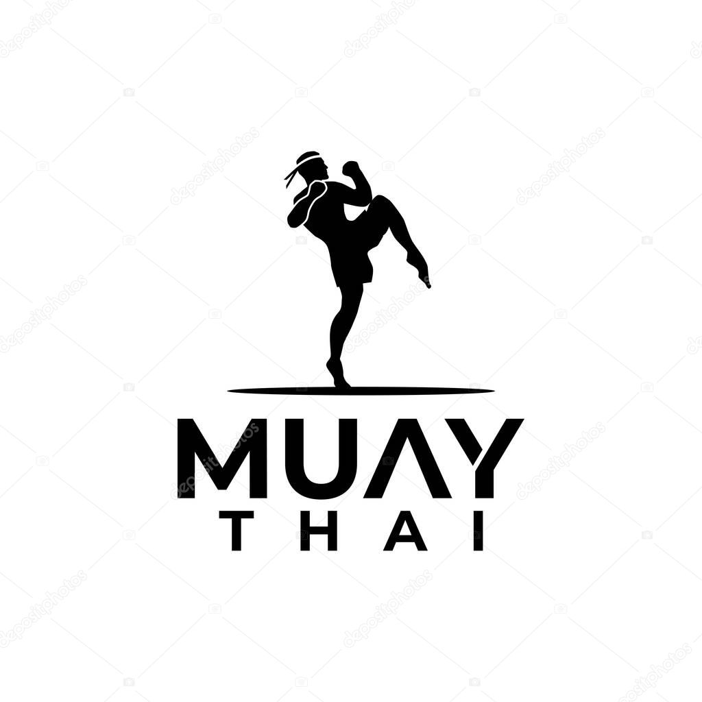 Boxing Muay Thai fighter club vector logo design