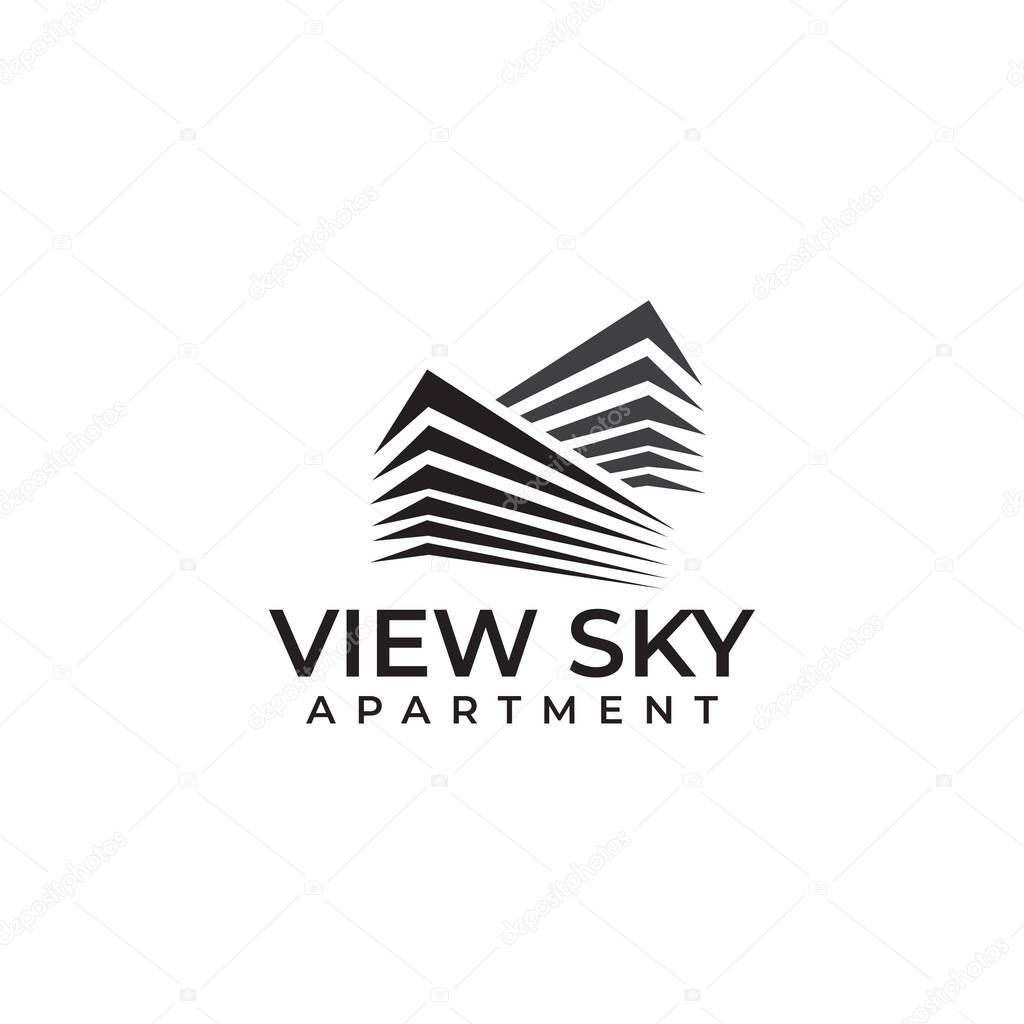 View sky apartment building vector logo design