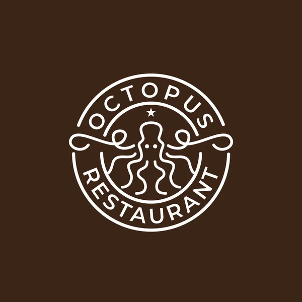 Seafood Εστιατόριο Χταπόδι Γραμμή Τέχνη Διάνυσμα Σχεδιασμό Λογότυπο — Διανυσματικό Αρχείο
