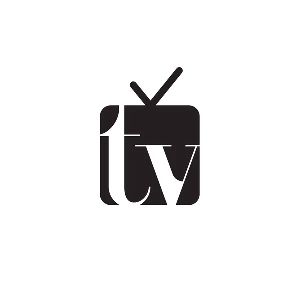 テレビやテレビのアイコンのシンボルベクトルのロゴデザイン — ストックベクタ