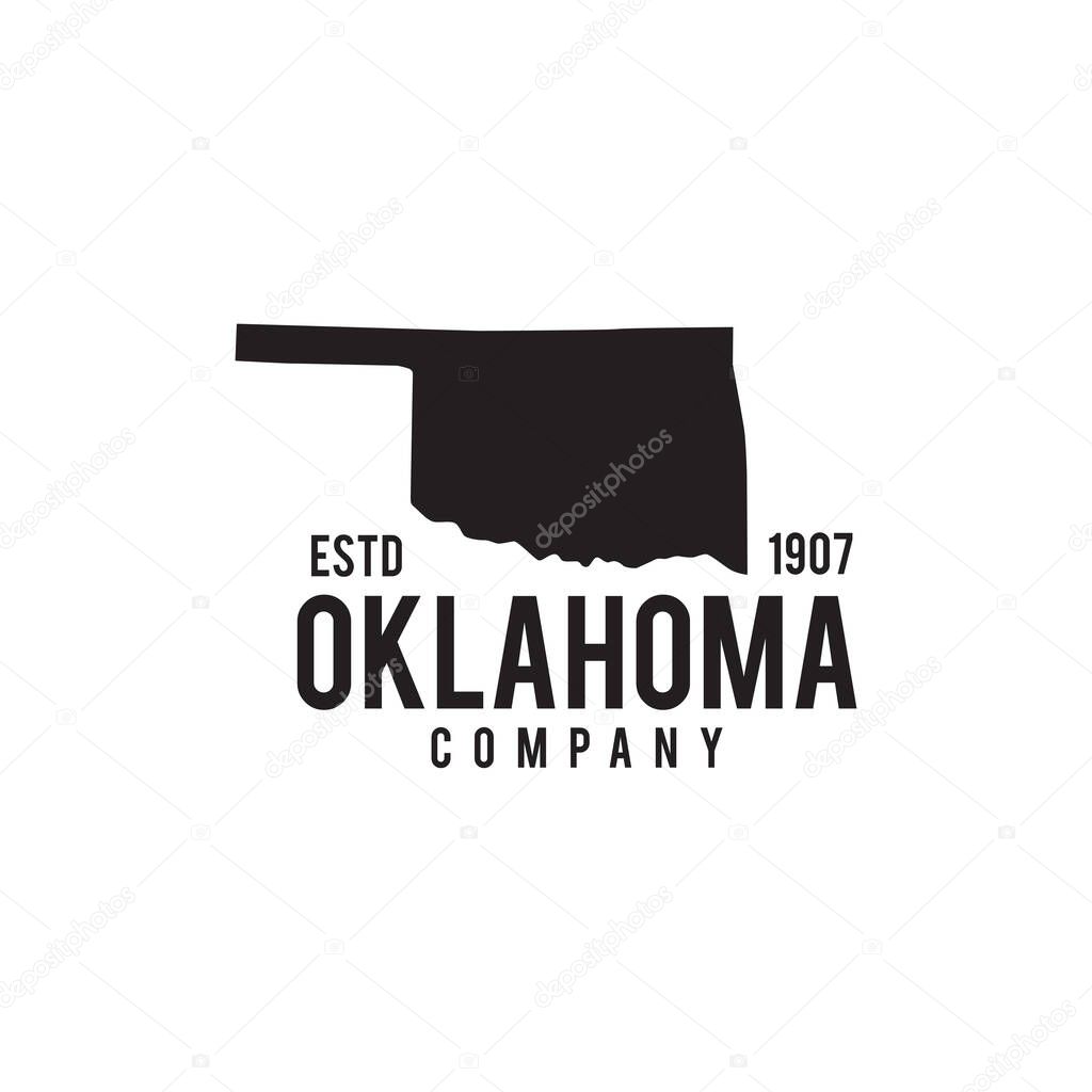 Oklahoma state map outline vector logo design