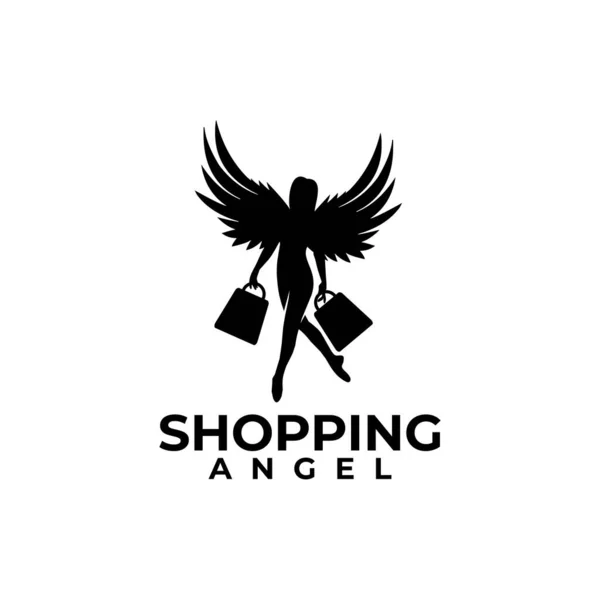 Γυναίκα Άγγελος Shopping Διάνυσμα Σχεδιασμό Λογότυπο — Διανυσματικό Αρχείο