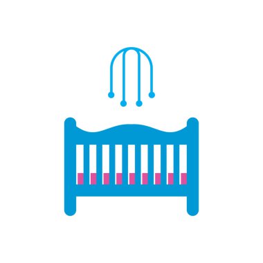Wooden baby cradle icon vector logo design