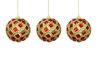 oyuncaklar Noel ağacı, beyaz backgro Kırmızı-Sarı topları