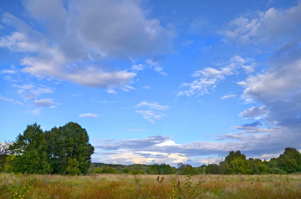 Autumn landscape with low clouds — Stock Photo, Image