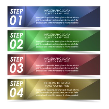 Modern dikdörtgen Infographic dört adım banner seçeneğini