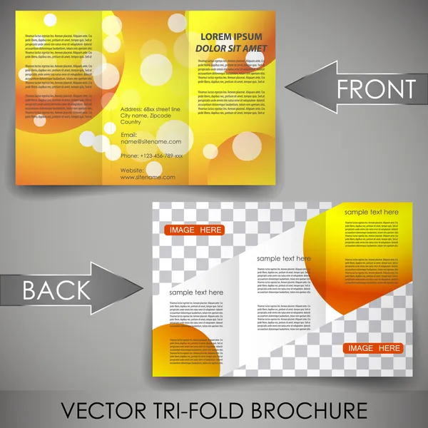 Modelo de folheto de três dobras de negócios, design de capa ou brochura corporativa — Vetor de Stock