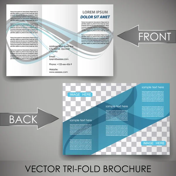 Business three fold flyer template, cover design or corporate brochure — Stock Vector