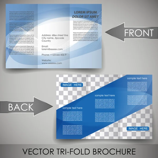 Business three fold flyer template, cover design or corporate brochure — Stock Vector