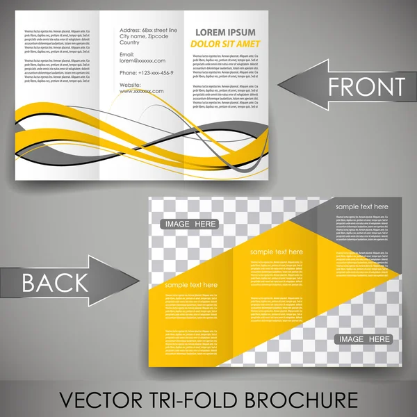 Business three fold flyer template, cover design or corporate brochure — Stock Vector