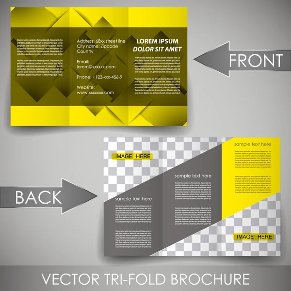 Business three fold flyer template, cover design or corporate brochure — Stock Vector