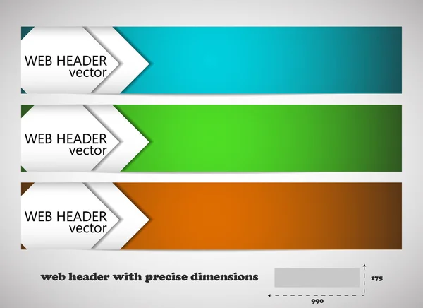 Web headers with precise dimensions, set of vector banners — Stock Vector