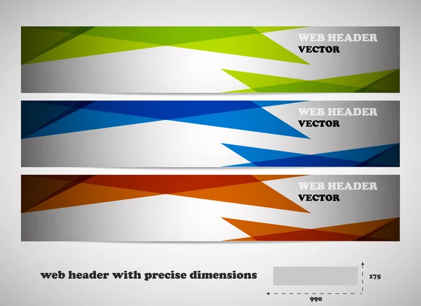 En-têtes Web avec des dimensions précises, ensemble de bannières vectorielles — Image vectorielle