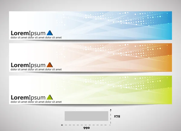 En-tête Web avec des dimensions précises, ensemble de bannières vectorielles — Image vectorielle