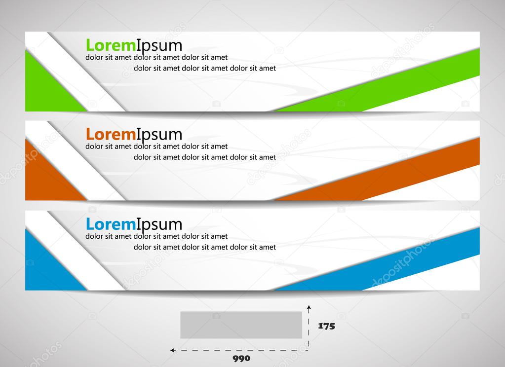 Web header with precise dimensions, set of vector banners