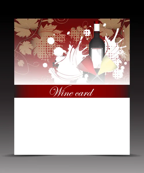 Folleto de plantilla para tarjeta de vino con copas y botellas — Vector de stock